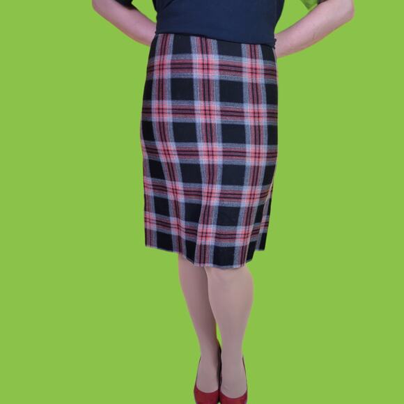 Vintage Mr. D Plaid Midi Pencil Skirt, 28 - Picture 2 of 3